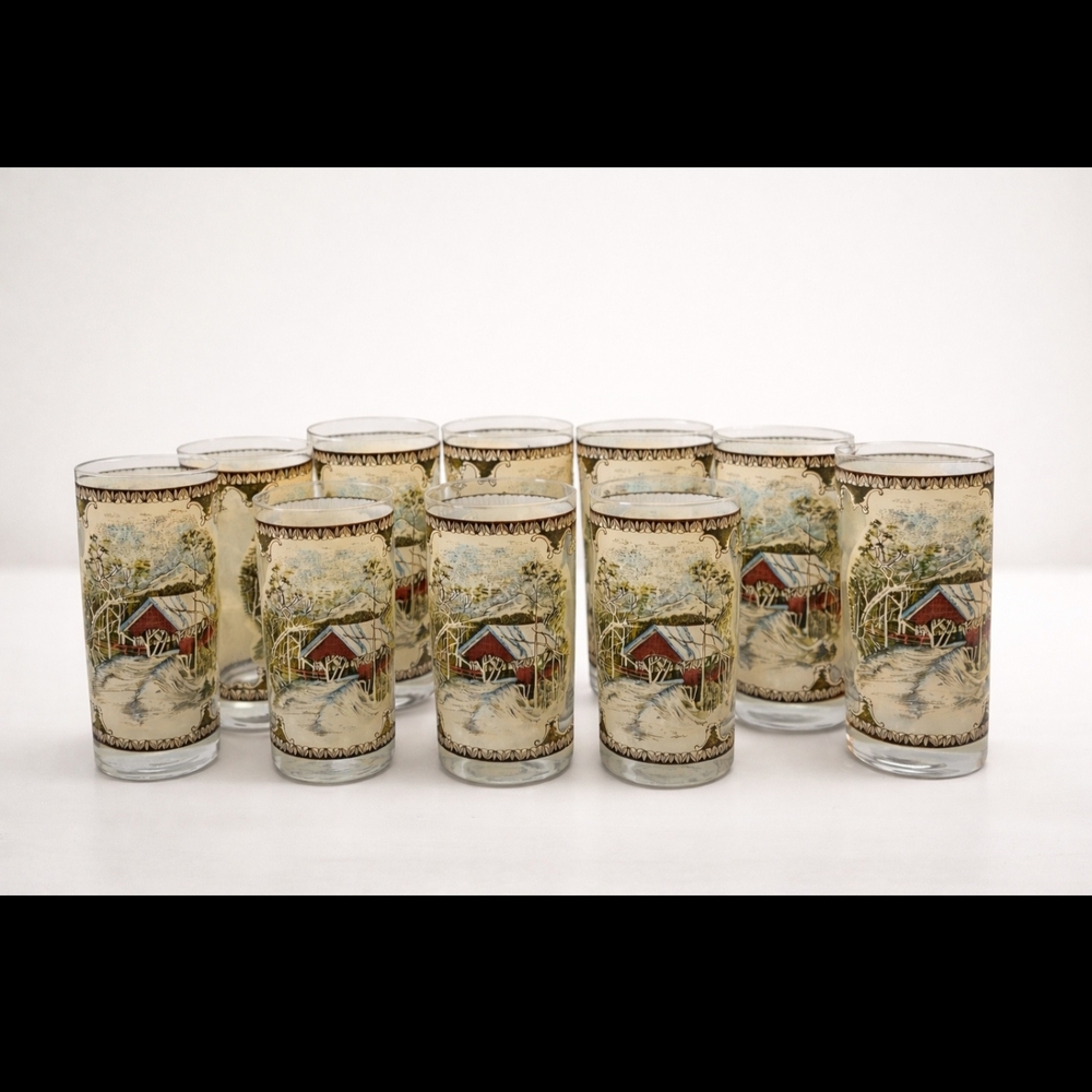 Johnson Brothers “The Friendly Village” Vintage Glassware Set – 10 Glasses